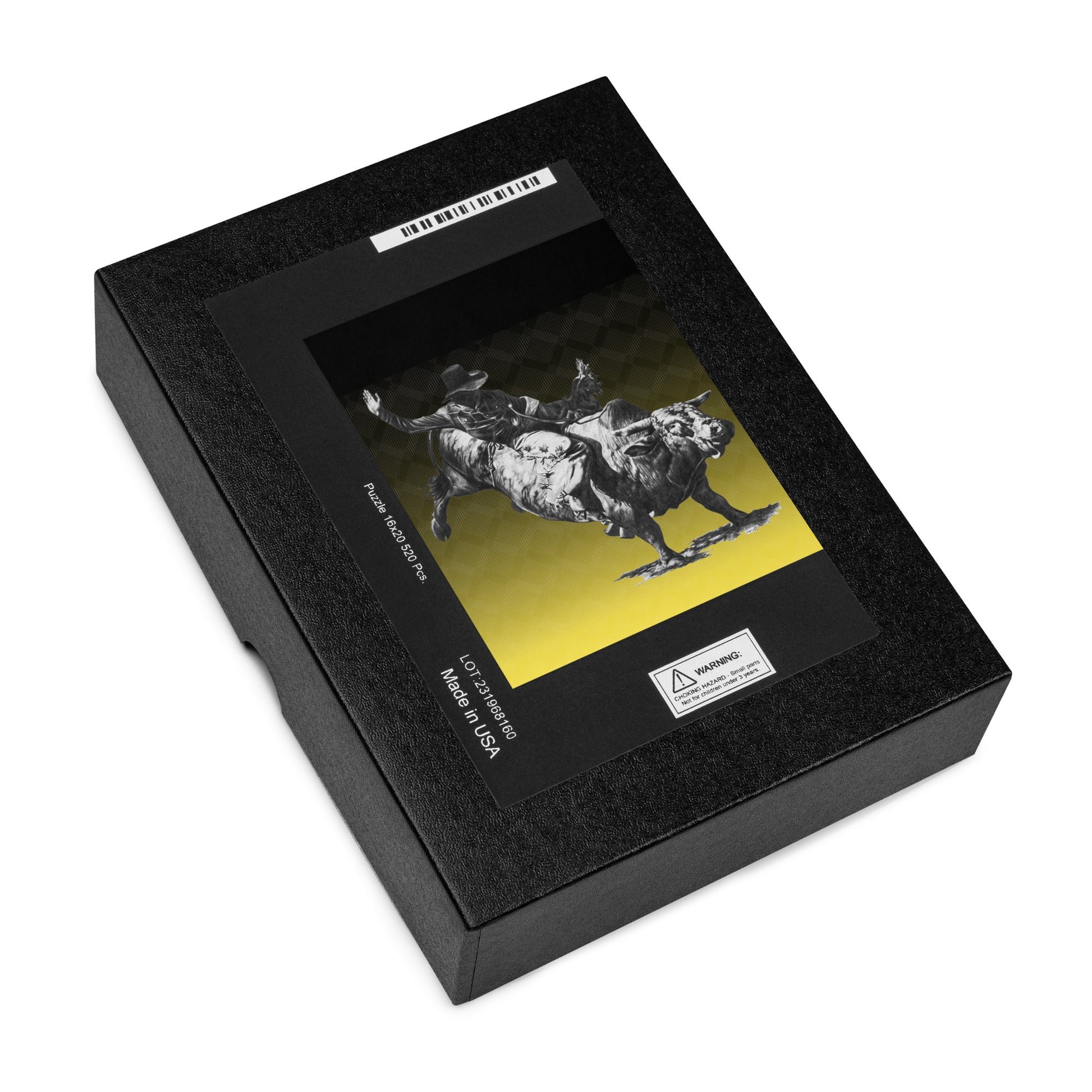 The "Bull Rider Jigsaw Puzzle" is from a drawing of mine created with graphite pencil of a cowboy on a bucking bull. It has been digitally optimized and transferred to a pressed paper chipboard which makes it suitable for framing.