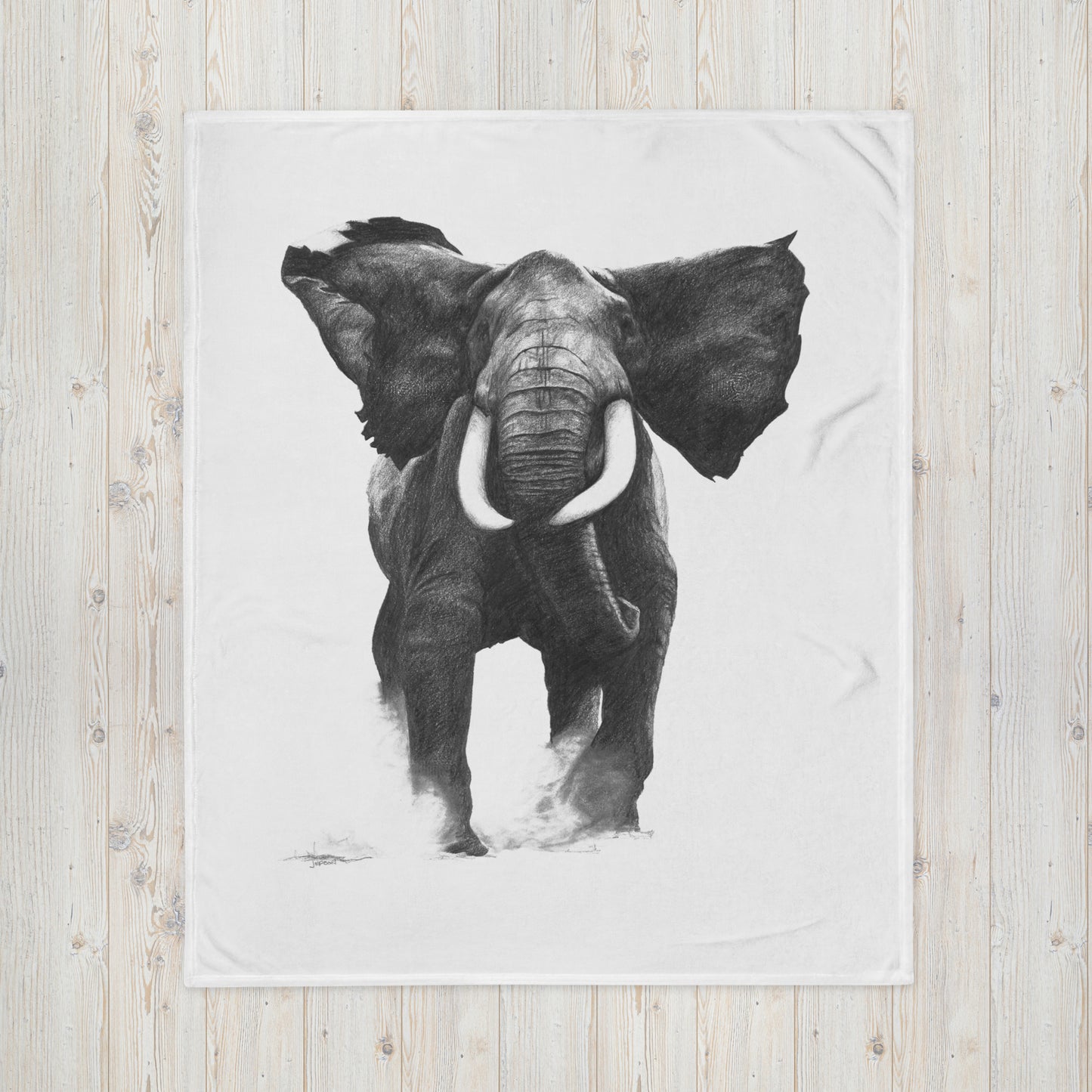 These "Elephant Throw Blanket" are from a drawing of mine created with a graphite pencil. It has been digitally optimized and transferred to a 100% Polyester throw blanket.