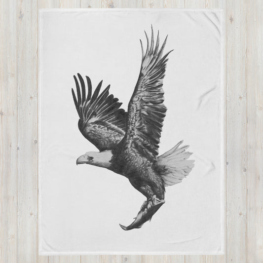These "Eagle Canvas Wall Hangings(W)" are from a drawing of mine created with a graphite pencil. It has been digitally optimized and transferred to a 100% Polyester throw blanket.