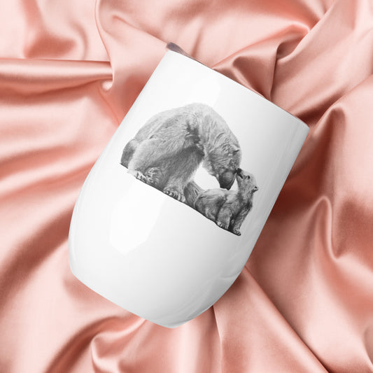 This "Polar Bear Wine Tumbler (W)" is from a drawing of mine created with a graphite pencil. It has been digitally optimized and transferred to a 12oz White Wine Tumbler.