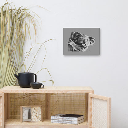 These "Koala Canvas Wall Hangings" are from a drawing of mine created with a graphite penci. It has been digitally optimized and transferred to a poly-cotton blend canvas.