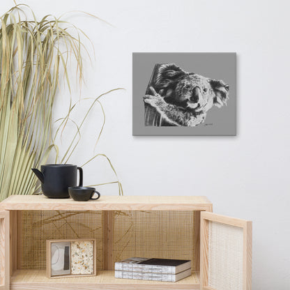 These "Koala Canvas Wall Hangings" are from a drawing of mine created with a graphite penci. It has been digitally optimized and transferred to a poly-cotton blend canvas.