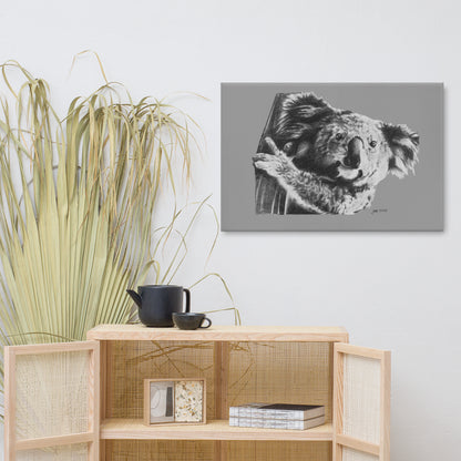 These "Koala Canvas Wall Hangings" are from a drawing of mine created with a graphite penci. It has been digitally optimized and transferred to a poly-cotton blend canvas.