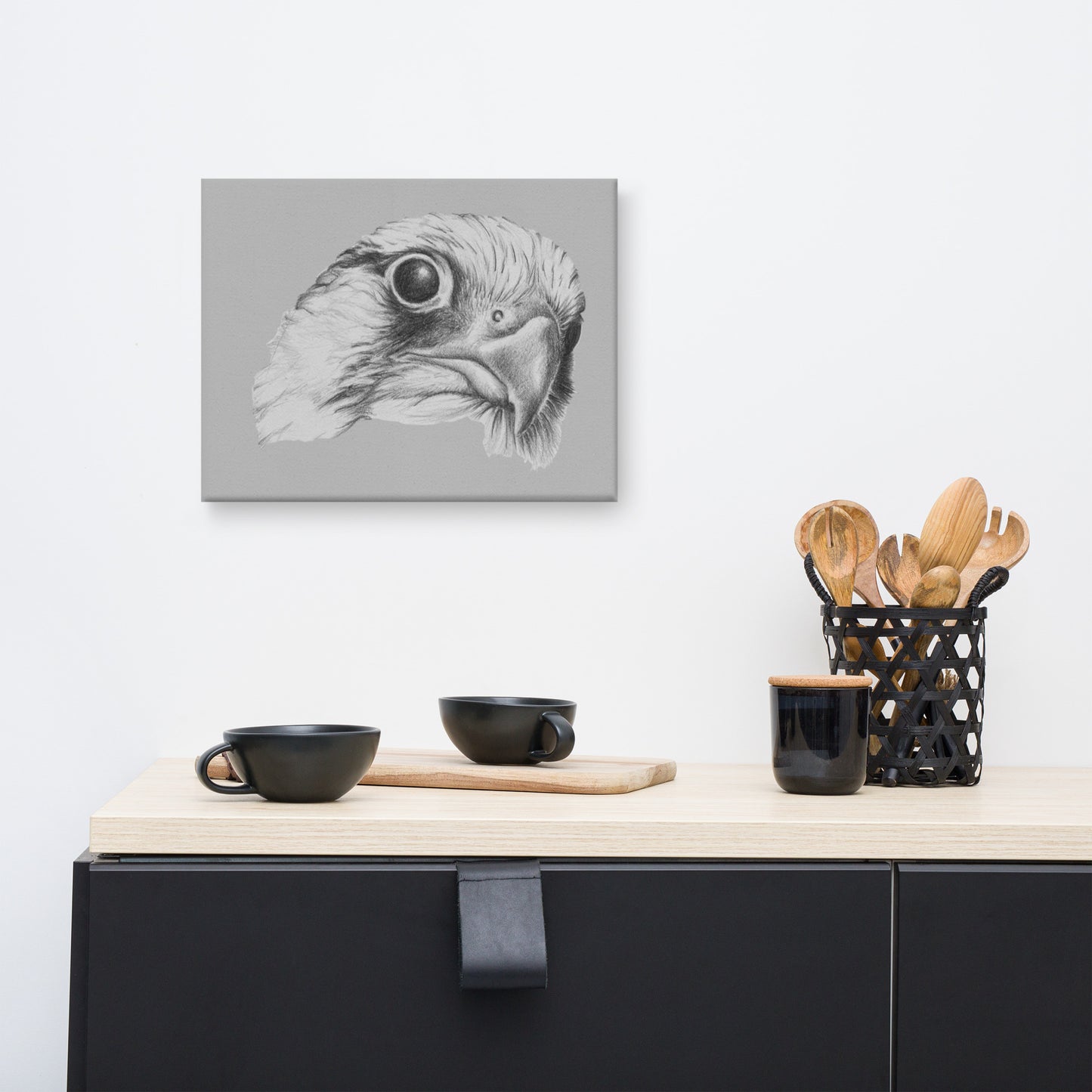 These "Hawk Canvas Wall Hangings" are from a drawing of mine created with a graphite pencil. It has been digitally optimized and transferred to a poly-cotton blend canvas.