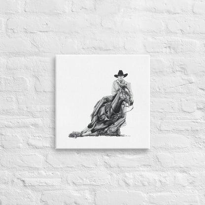 These "Cowboy Canvas Wall Hangings" are from a drawing of mine created with graphite pencil. It is titled "A Cut Above" as it is a cowboy on a cutting horse. It has been digitally optimized and transferred to a poly-cotton blend canvas.