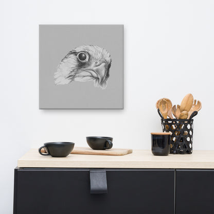 These "Hawk Canvas Wall Hangings" are from a drawing of mine created with a graphite pencil. It has been digitally optimized and transferred to a poly-cotton blend canvas.