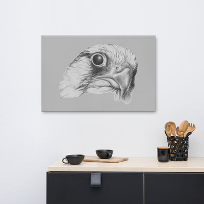 These "Hawk Canvas Wall Hangings" are from a drawing of mine created with a graphite pencil. It has been digitally optimized and transferred to a poly-cotton blend canvas.