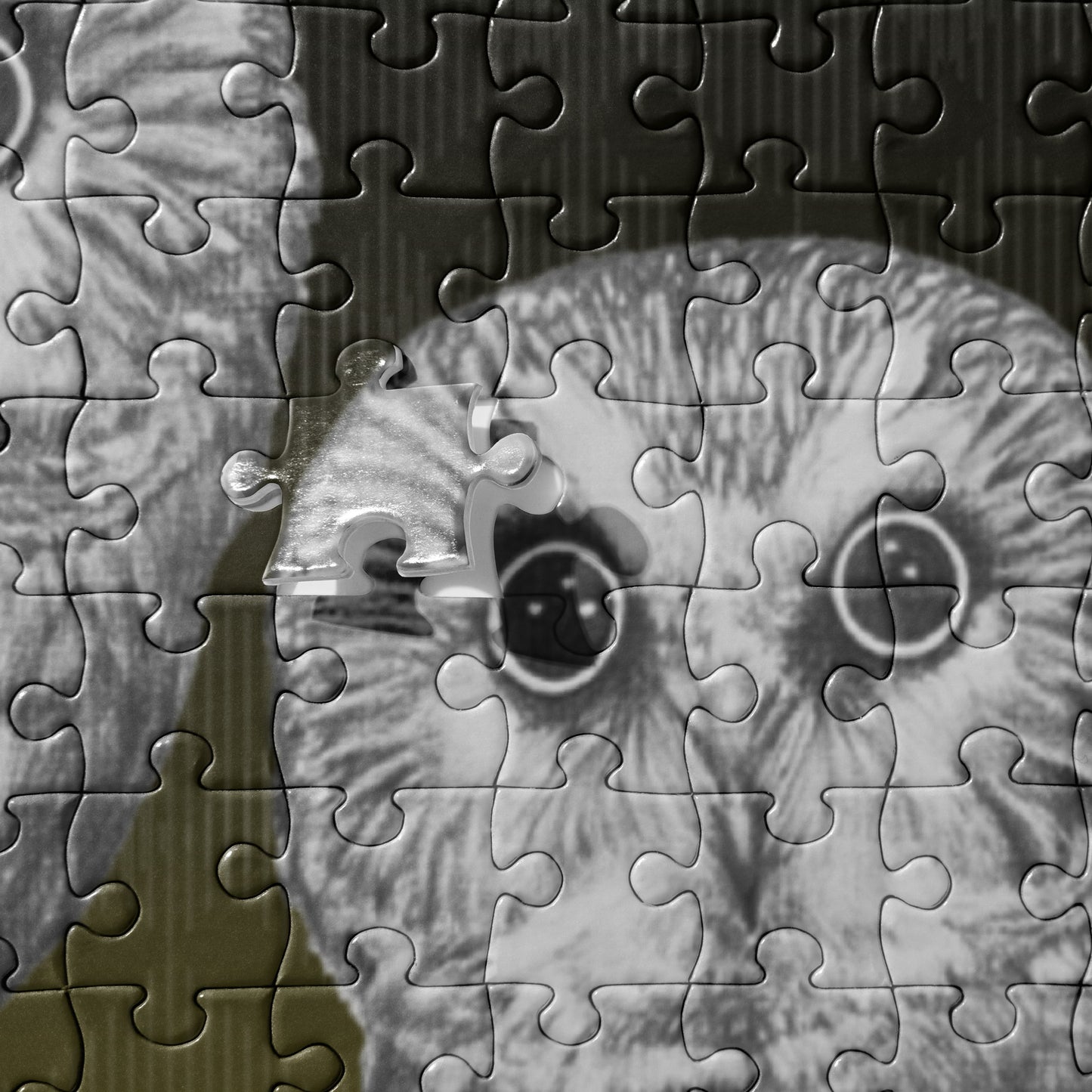 This "Owl Jigsaw Puzzle" is from a drawing of mine created with a graphite pencil. it has been digitally optimized and transferred to a pressed paper chipboard which makes it suitable for framing.