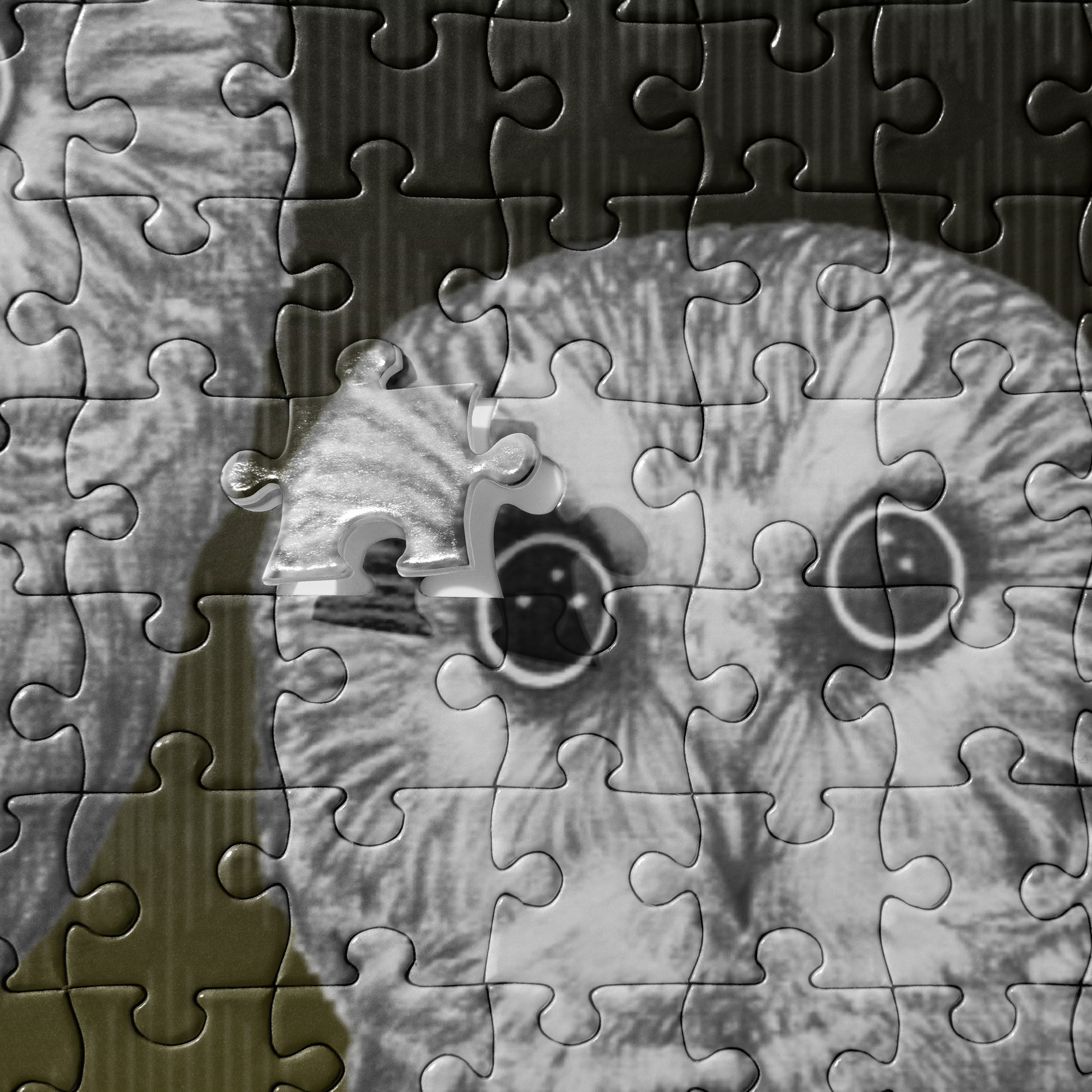 This "Owl Jigsaw Puzzle" is from a drawing of mine created with a graphite pencil. it has been digitally optimized and transferred to a pressed paper chipboad which makes it suitable for framing.