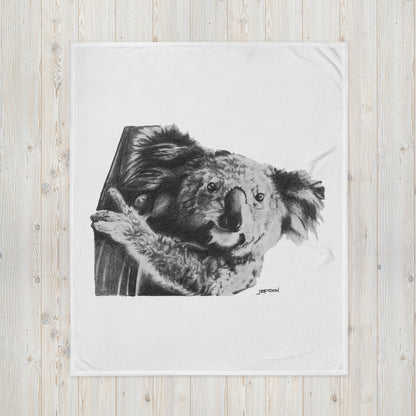 These "Koala Throw Blanket (W)" are from a drawing of mine created with a graphite pencil. It has been digitally optimized and transferred to a 100% Polyester throw blanket.