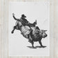 This "Bull Rider Throw Blanket (W)" is a drawing of mine created with graphite pencil. It has been digitally optimized and transferred to a 100% Polyester throw blanket.