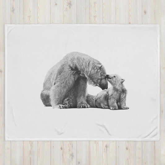 These "Polar Bear Throw Blanket (W)" are from a drawing of mine created with a graphite pencil. It has been digitally optimized and transferred to a 100% Polyester throw blanket.