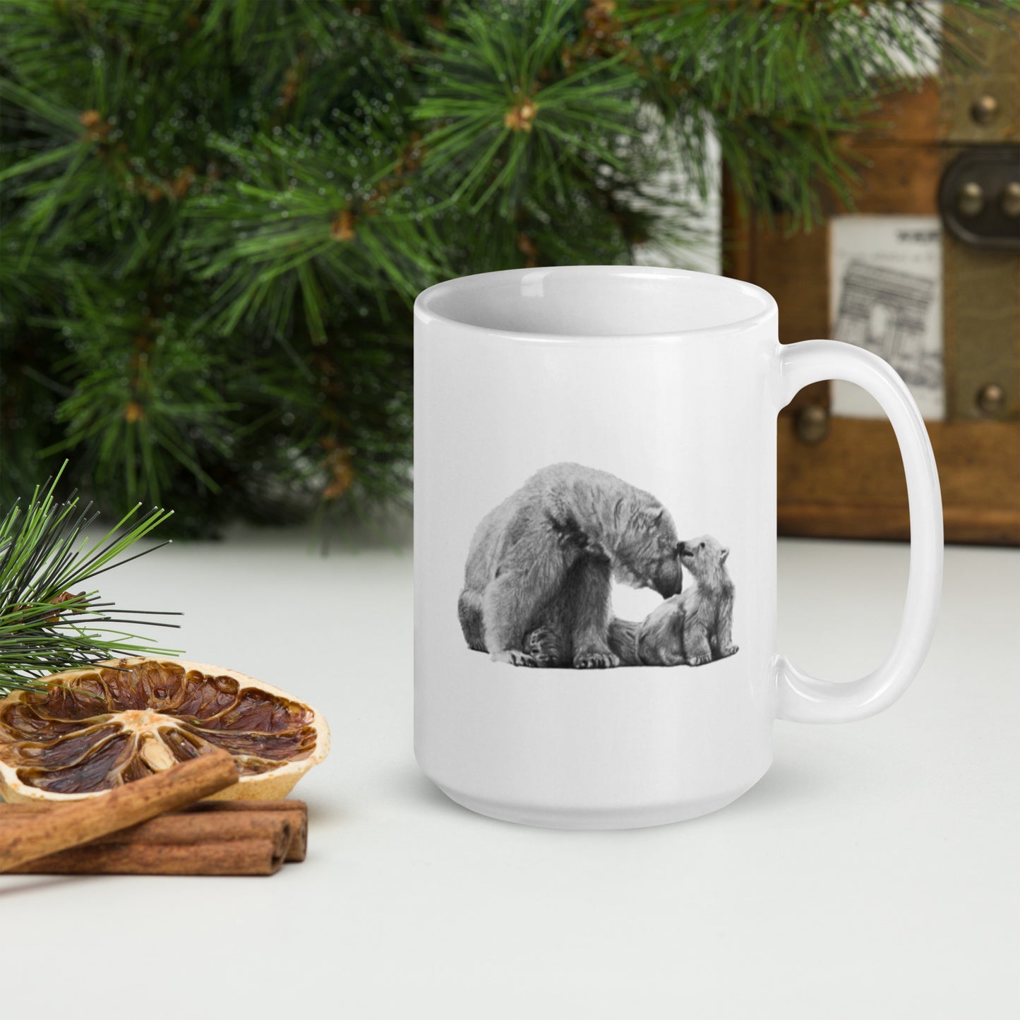 This "Koala White Glossy Mug" is from a drawing of mine created with a graphite pencil. It has been digitally optimized and transferred to a 15oz white glossy mug.